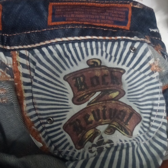 Rock Revival Women's 26 Bootcut Celine Bejeweled Faux Leather Flap Pockets NWOT - Picture 8 of 12